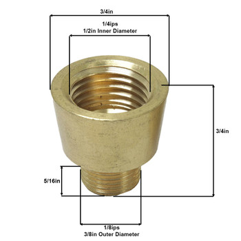 1/8ips Male X 1/4ips Female Unfinished Brass Tapered Nozzle