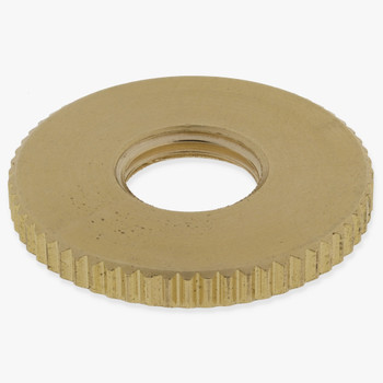 1/8ips - 1in Diameter x 1/8in H - Threaded Knurled Flat Brass Nut - Unfinished Brass