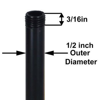 4in. Long 1/4ips (1/2in O.D) Black Powder Coated Finish Round Hollow Pipe