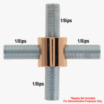 1/8ips Threaded - 3/4in Diameter 4-Way Straight Armback - Polished Copper