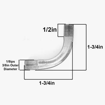 1/8ips Male Threaded 1-3/4in Long 90 Degree Bent Arm - White Finish
