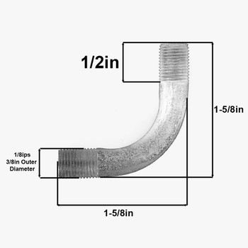 1/8ips Male Threaded 1-1/2in Long 90 Degree Bent Arm - Polished Nickel