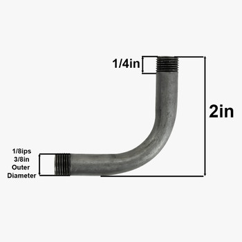 1/8ips Male Threaded 2in Long 90 Degree Bent Arm - Black Powder Coat