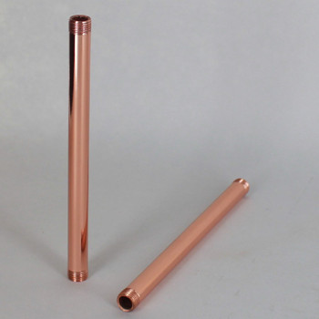 6in Long X 1/8ips (3/8in OD) Male Threaded Polished Copper Finish Steel Pipe