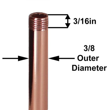 6in Long X 1/8ips (3/8in OD) Male Threaded Polished Copper Finish Steel Pipe