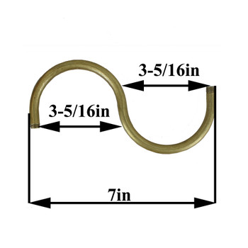 1/8ips Male Threaded 7in Long Unfinished Brass S Shape Bent Arm with 3/16 inch Long Threads