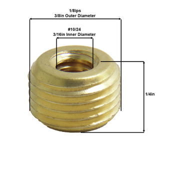 10/24 Female X 1/8ips. Male Thread Unfinished Brass Reducer without Shoulder