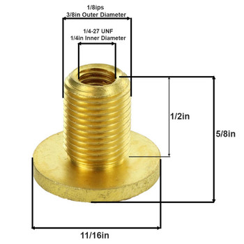 1/4-27 Female X 1/8ips. Male Thread Unfinished Brass Shade Rest