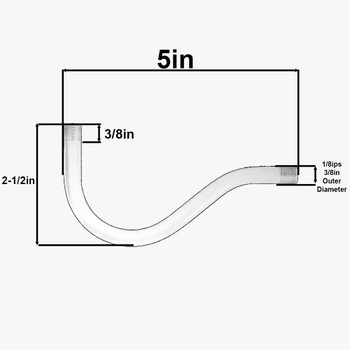 1/8ips Male Threaded 5in Long Pin-up Bent Arm - Polished Nickel