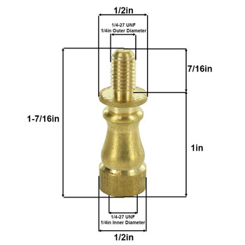1/4-27 Female X 1/4-27 Male Thread Unfinished Turned Brass 1in. Riser