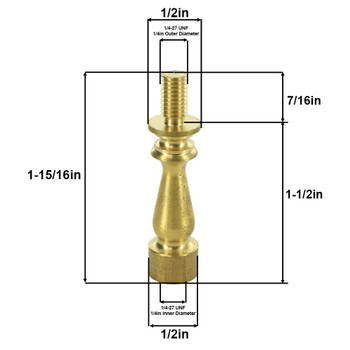 1/4-27 Female X 1/4-27 Male Thread Unfinished Turned Brass 1-1/2in. Riser