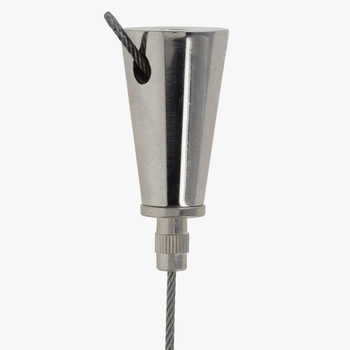 Nickel Finish Brass Suspension System Cone Shaped Ceiling Gripper with Side Cable Exit and Lock Nut