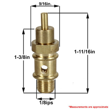 1/8ips Threaded Suspension System Wire Exit Hickey for use with 1-1.5mm Steel Cable - Unfinished Brass