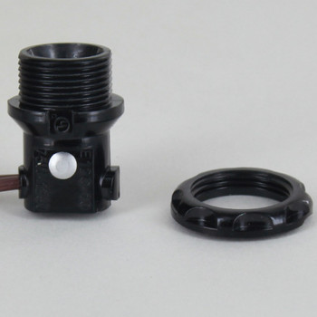 E12 base, Phenolic Candelabra Socket Threaded Body with Plastic Ring and 24in. Wire Leads