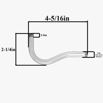 1/8ips Male Threaded 4in Long Steel Pin-Up Bent Arm - Polished Nickel Finish