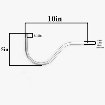 1/8ips Male Threaded 10in Long Pin-Up Bent Arm - Polished Nickel