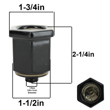 White Porcelain Hexagon E-26 Base Lamp socket with 1/8ips threaded cap