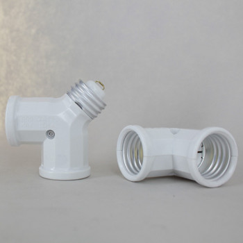 Leviton - White Single Lampholder to Twin Lampholder Adaptor for E-26 Sockets