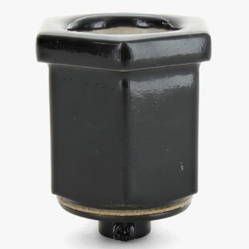 Black Porcelain Hexagon Lamp socket with 1/8ips threaded cap.