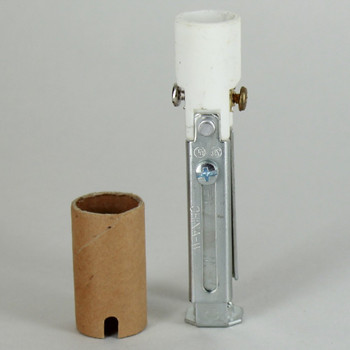 3-1/2in. - 4-5/8in. Adjustable Porcelain. E-12 Socket with Cardboard Insulator and 1/8ips. Hickey