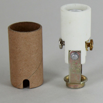 1-15/16in. Porcelain Candelabra Socket with Cardboard Insulator and 1/8ips. Hickey