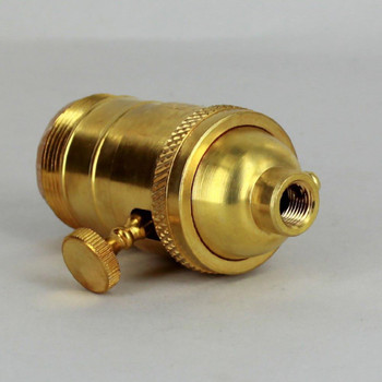 Unfinished Cast Brass Turn Knob 3-Way Socket with 1/8ips. Bushing and Set Screw