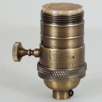 Antique Brass Finish Cast Brass Uno Thread Turn Knob 3-Way Socket with 1/8ips. Bushing and Set Screw