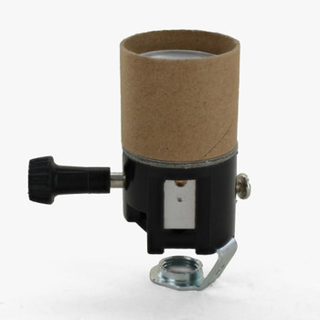 3-Way E-26 Candle Socket with 1/8-27 Hickey and Cardboard Insulator 3-Way E-26 Candle Socket with 1/8-27 Hickey and Cardboard Insulator