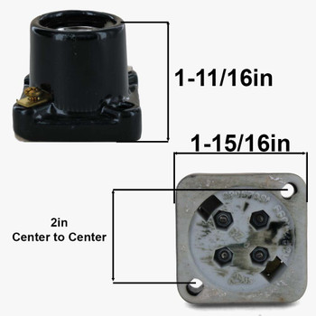 Black Glazed E-26 Base Pony Cleat Lamp Socket With Screw Terminal Wire Connections.