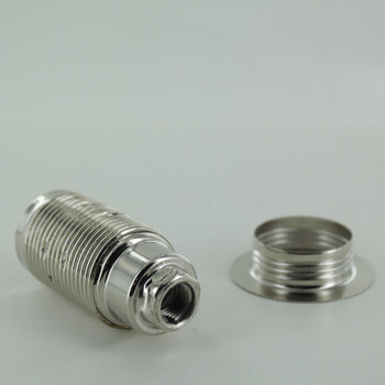 Nickel Plated Finish E-14 European Threaded Skirt Socket with Ring