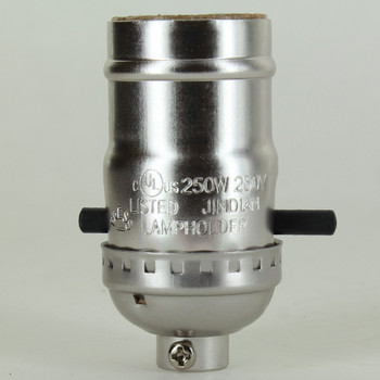 On-Off Push Switch Nickel Plated E-26 Base Lamp Socket with 1/8ips Cap and Set Screw