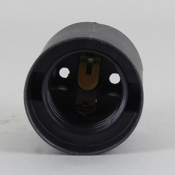 E-27 Black Smooth Skirt Thermoplastic Lamp Socket with. Push Terminal Wire Connections.