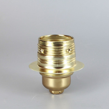 Brass Plated Finish European E-27 Grounded Metal Threaded Skirt and Shade Ring Socket