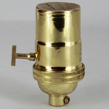 3-Way Turn Knob E-26 Socket with 1/8ips. Female Cap - Polished Brass Finish