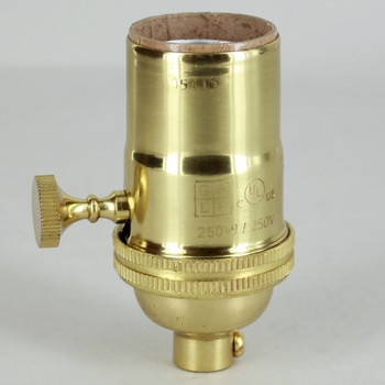 E-26 Single Turn Rotary Knob Socket with 1/8ips. Female Cap - Polished Brass Finish