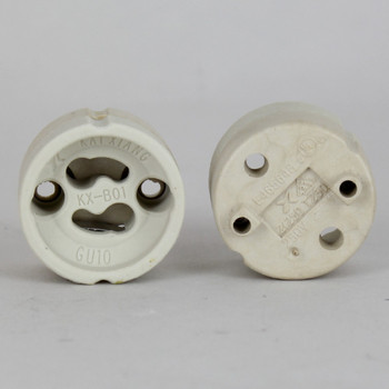 GU10 Porcelain Round Socket With Mounting Holes And Push Terminal Wire Connections