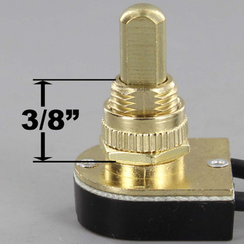 3/8in Shank Push Button On/Off Switch - Brass Plated