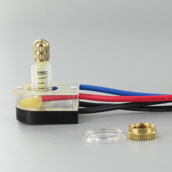 3/8in Shank On-Off Lighted Rotary Switch with 6in. Wire Leads - Brass Plated