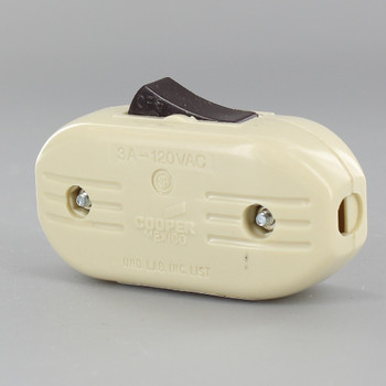 Cooper Brand Feed-though cord switch for flat or round cords, ON-OFF sequence - Ivory