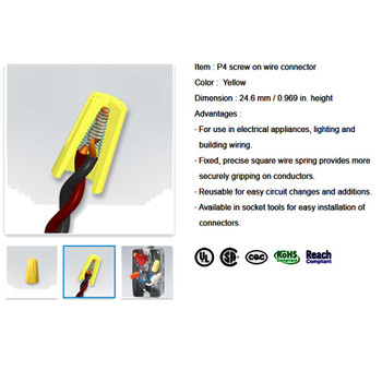 Large Yellow Wire Nut with Spring Insert for 105 Degree Wire