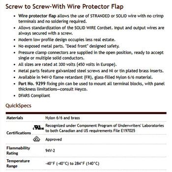 2 Pole Low Profile Wire Protector Terminal Block for wire sizes 12-22 Gauge.