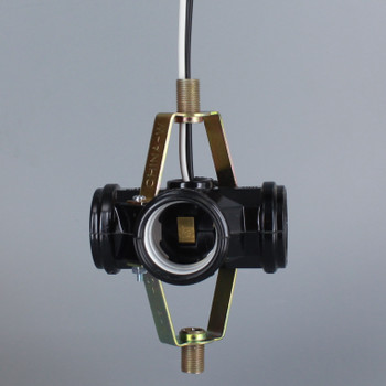 4 Light Phenolic Lamp Socket Cluster with 1-3/4 inch Tall 1/8ips Male Threaded Brackets and 6 inch AWM wire Leads