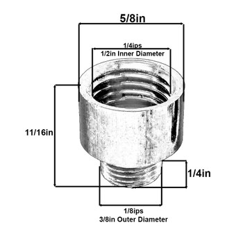 1/8ips Male X 1/4ips Female Nickel Plated Finish Straight Nozzle