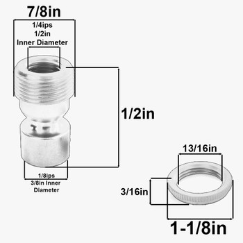 1/8ips. Female Bottom X 1/4ips. Female Top Unfinished Brass Hang Straight Kit