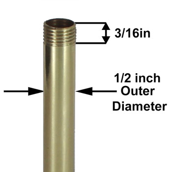 4in. Polished Brass Finish Pipe with 1/4ips. Thread