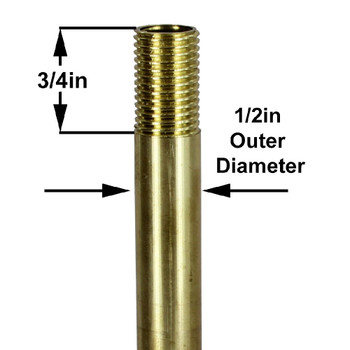 12in. Long X 1/4ips Unfinished Brass Pipe Stem Threaded 3/4in Long on Both Ends