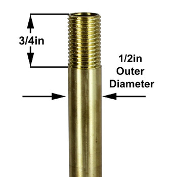 10in. Long X 1/4ips Unfinished Brass Pipe Stem Threaded 3/4in Long on Both Ends