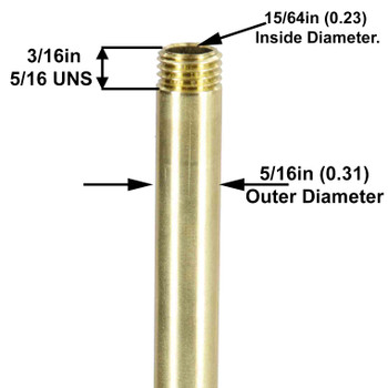 14in Long 5/16-27 UNS Threaded Hollow Brass Pipe