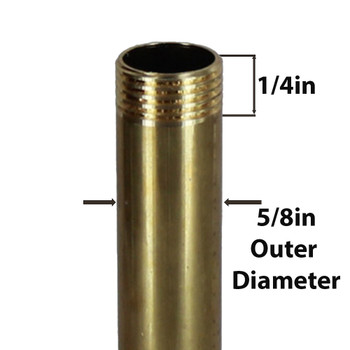 66in Long X 3/8ips (5/8in OD) Male Threaded Unfinished Brass Pipe Stem