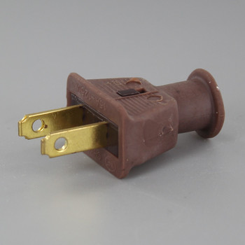 Brown - Rubber Non-Polarized Lamp Plug with Screw Terminals